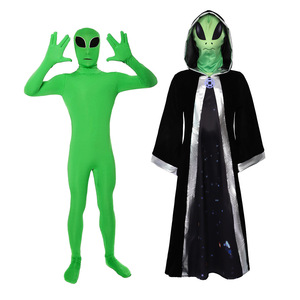 Traje de Cuerpo Entero de Extraterrestre ET, Disfraz de Halloween, Cosplay Unisex, Traje Zentai, Máscara Verde con Ojos de Espejo - Product Image 3