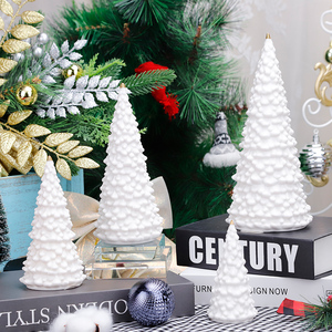 Redeco sáng tạo Cây giáng sinh bức tượng với LED đơn giản màu trắng gốm Cây giáng sinh ánh sáng ban đêm đồ trang trí quà tặng trang trí nhà - Product Image 4