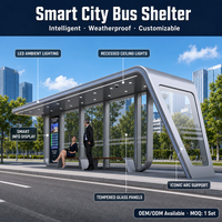 Abri de bus solaire intelligent avec grand écran LED, résistant aux intempéries, en acier galvanisé, hub de transit, CE CB OEM ODM personnalisé