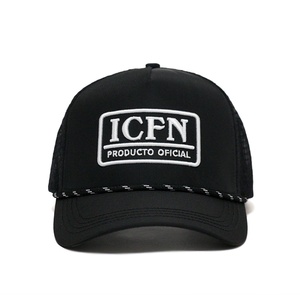 Casquette de baseball 5 panneaux avec logo personnalisé brodé en 3D et filet en corde - Product Image 1