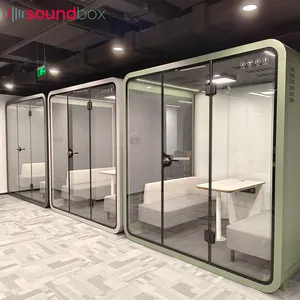 Indoor Reading Mini Space Office Booth With Furniture Conference Table And Sofa Office Soundproof Booth