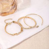 Lot de 3 bracelets empilables personnalisés avec logo pour femme, chaîne tennis sertie de cristaux, breloque cœur d'amour, bracelet jonc en maille tressée
