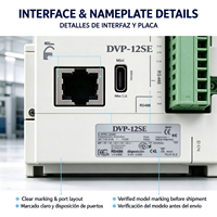 Delta DVP12SE11R PLC, Tipe Slim Jaringan dengan Ethernet Terintegrasi, Output Relay 8DI 4DO, 16K Langkah