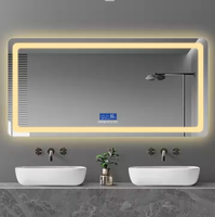 Custom European Style LED Digital Display Smart Bathroom Mirror, 5mm Shatterproof Tempered Glass
