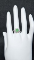 Bague ajustable en jadeite naturelle de style antique, filigrane, plaqué argent 925, diamant cultivé, motif floral complexe, collection Jadeite Paradise