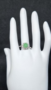 Bague ajustable en argent plaqué 925 de style antique, filigrane en jade, motif floral complexe, inspiration vintage, bague pour femme, jadéite - Product Image 3