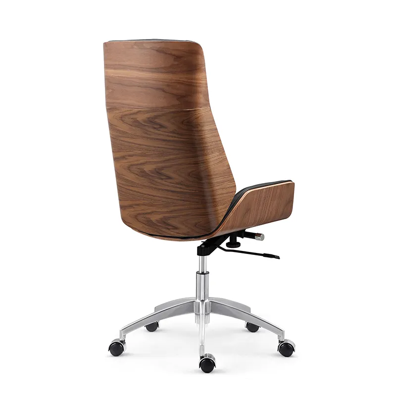 Luxus Gebogen Sperrholz Holz Büro Stuhl Büro Executive PU Leder Boss Stuhl