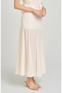 Women's Natural Waist A-Line <b>Chiffon</b> <b>Midi</b> <b>Skirt</b> With Ruffles Elegant Pleated Solid Color Ankle-Length All Seasons Wear - Product Image 3