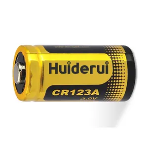 بطارية ليثيوم أولية CR123A رخيصة الثمن بقوة 3 فولت وبسعة 1600 مللي أمبير في الساعة وأداء جيد من Huiderui