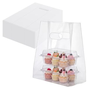 Clear Plastic Take Out <b>Bags</b> 9.4x5.9x13.8 In Die Cut Handles Heavy Duty Square Bottom <b>Bulk</b> For Business Shopping - Product Image 1