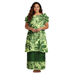 Vêtements tribaux polynésiens grande taille, robes Puletasi samoanes pour femmes, imprimé, soirée, fête, Puletasi Samoa, ensemble 2 pièces - Product Image 4