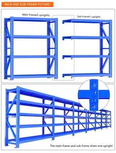 Estante de almacenamiento de almacén Estante de almacenamiento 200KG Cojinete de carga Estantes de almacenamiento de metal Unidades Estantería de almacenamiento - Product Image 6
