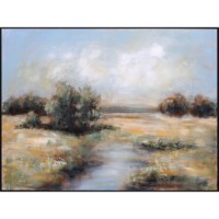 Peinture murale vintage peinte à la main, paysage de rivière et d'arbres, nature morte, pour la décoration de la maison