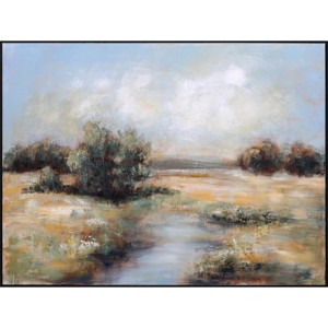 Peinture murale vintage peinte à la main, paysage de rivière et d'arbres, nature morte, pour la décoration de la maison - Product Image 2