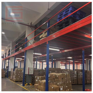 מערכת מדפים תעשייתית למחסן עם פלטפורמת ביניים מפלדה טרומית ואחסון משולב - Product Image 4