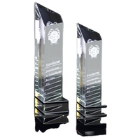 Ensemble de trophées en cristal à double colonne pour les récompenses de partenariats et de réalisations d'entreprise