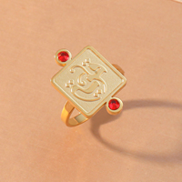 Cincin Islam Allah dari Baja Anti Karat, Panel Persegi, Batu CZ, Emas Perak, untuk Pria, Hadiah Ramadan, Grosir, Laris Manis