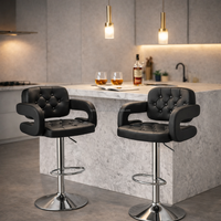 Tabourets de bar en cuir PU noir et velours, réglables, pivotants, pour îlot de cuisine