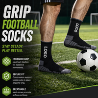Chaussettes antidérapantes de haute qualité pour le sport, le football, chaussettes de football en coton personnalisées pour hommes, chaussettes de football avec logo personnalisé et grip