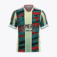 Pabrik Pemasok Pakaian Olahraga Berkualitas Tinggi OEM Kustom Jersey Sepak Bola Lengan Pendek Bernapas dengan Teknologi Heat-Transfer Set Kaos Sepak Bola