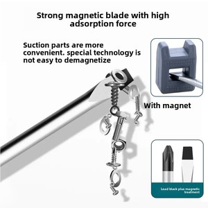 Jeu de tournevis magnétiques Novark 8/10 pièces finition chromée, en acier CR-V, embouts plats et cruciformes, kit d'outils à main, magnétiseur, sac de rangement, OEM - Product Image 3