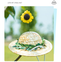 Sombrero de Paja para Mascotas con Hélice de Bambú, Divertido Sombrero de Sol con Diseño de Dibujos Animados para Perros, Gatos y Animales Pequeños, Accesorios para Fiestas
