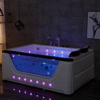 Baignoire de massage à remous en acrylique de luxe pour deux personnes avec système de surf puissant, baignoire double. Baignoire double.