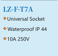 Prise électrique miniature noire LZ-F-T7A IP44 10A 250V de haute qualité pour accessoires de camping-car, avec couvercle rabattable, étanche, en nylon
