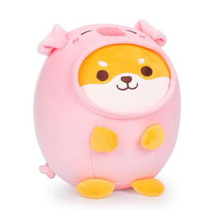 Jouet pour chien <span class=keywords><strong>Corgi</strong></span> rond marron personnalisé en tenue de cochon rose, cadeaux d'anniversaire à câliner pour enfants, jouet en peluche pour chien de 8 pouces - Product Image 1