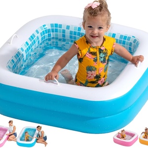 Piscine gonflable pour bébé avec poignée et tuyau de vidange, plancher souple, jouet aquatique d'été pour l'extérieur, cadeau de premier anniversaire pour garçons de 1 an - Product Image 1
