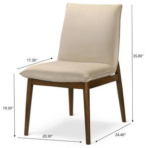 Ensemble de 2 chaises de salle à manger modernes en velours beige Monza pour salle à manger, cuisine, restaurant, design sans accoudoirs avec pieds en bois massif - Product Image 6