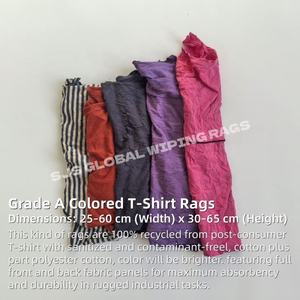 Chiffons de t-shirts recyclés multicolores pour usage industriel, coupés en morceaux, 100% coton, sac de 10 kg, chiffons pour le nettoyage - Product Image 2