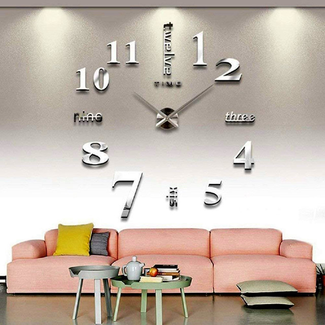 DIY Large Wall Clocks Modern Wall Art Home Decor Luxury Interior Design English Letters Frameless Wall Watch Clock