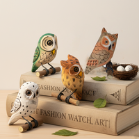 Animaux en bois sculptés à la main, décorations artisanales, figurines d'animaux en bois mignonnes, ornements rustiques pour la table, pour la maison et le bureau