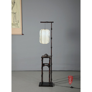 Bamboo Floor Lamp Off White Shade Led Light Asian Style Zen Inspired Living Room Tea Room Decor - Product Image 3