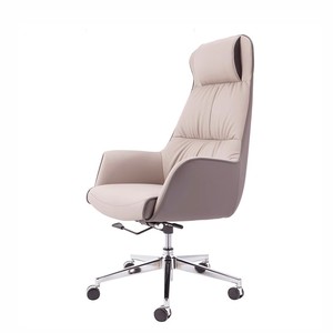 Chaise de bureau de direction de luxe moderne en cuir véritable, ergonomique, confortable, extensible, pour longues sessions, avec base chromée - Product Image 2
