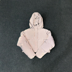 Venta al por mayor Hombres Reflective 90% White Duck Down Hooded Puffer Jacket with Logo Doudoune Homme - Product Image 2