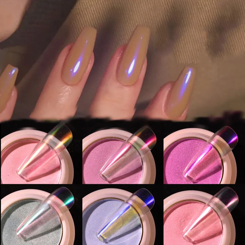 1 Gam/hộp Trong Suốt Nail Glitter Gương Aurora Neon Bột Tắc Kè Hoa Ngâm Nail Powder Ngâm Nail Powder Set Acrylic