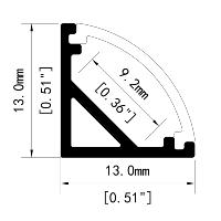 Profilé en aluminium pour LED à montage en surface avec connecteur d'angle - Canal pour bande LED à 90 degrés pour mur et plafond