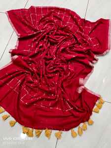 Sari de Algodón Tejido Akshay Sharma ENT con Blusa, Ecológico, de Secado Rápido, Ligero, Teñido Liso, Vestido de Novia para Niñas - Product Image 5