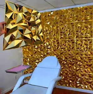 Panel de pared de diamante 3d de Pvc, decoración Interior del hogar, resistente al agua, dorado brillante, diseño de diamante