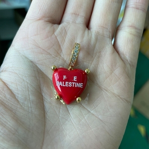 2025 letra árabe de moda Palestina corazón <span class=keywords><strong>Rosa</strong></span> colgante circón amor encantos collar DIY accesorios encantos para mujeres niñas - Product Image 6