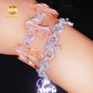 <span class=keywords><strong>Pulsera</strong></span> de Moissanita con <span class=keywords><strong>Cruz</strong></span>, Cadena Cubana Infinita, <span class=keywords><strong>Pulsera</strong></span> de Moissanita con Eslabones Cubanos - Product Image 3