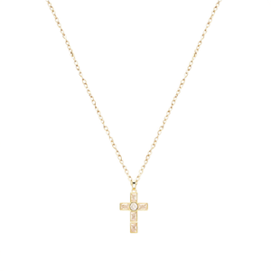 สร้อยคอไม้กางเขนคริสเตียน SmileJoyas Eternal Light รุ่น E295-190-033B ชุบทองประดับเพชรซิร์คอน วัสดุสแตนเลสสตีล ของขวัญสำหรับทุกเพศ - Product Image 2