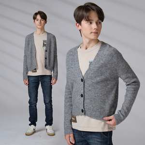 Cardigan tricoté personnalisable pour adolescents et hommes, mélange laine et nylon, collection automne, fabrication ODM - Product Image 1