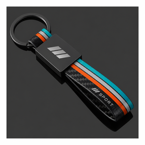 Llavero Rectangular Deportivo de Cuero Genuino Personalizado, Ecológico, con Patrón de Fibra de Carbono, Anillo Metálico para Llaves de Coche, Regalo Personalizado - Product Image 2
