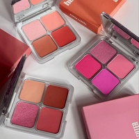 Palette de fard à joues minéral longue tenue 4 couleurs, effet flou doux, illuminateur, fini mat, pour le visage, avec miroir, 7,5g, vente en gros