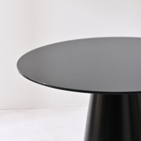 Vente en gros d'usine de meubles d'intérieur modernes Dia80cm 4 places Plateau en verre Table de restaurant ronde noire pour café