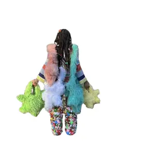 2024ฤดูหนาวFurryกระเป๋าและกระเป๋าถือMulticolor Faux Furกระเป๋ากระเป๋าPlush Cross Body Faux Fur Toteกระเป๋าผู้หญิงหรูหรา