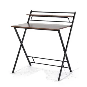 Folding Computer Desk Chair Set Small Writing Table For Home Office/Teens Student Space Saving Mobile Workstation With 2 Shelf